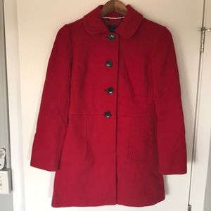 Banana Republic Bright Red Long Peacoat